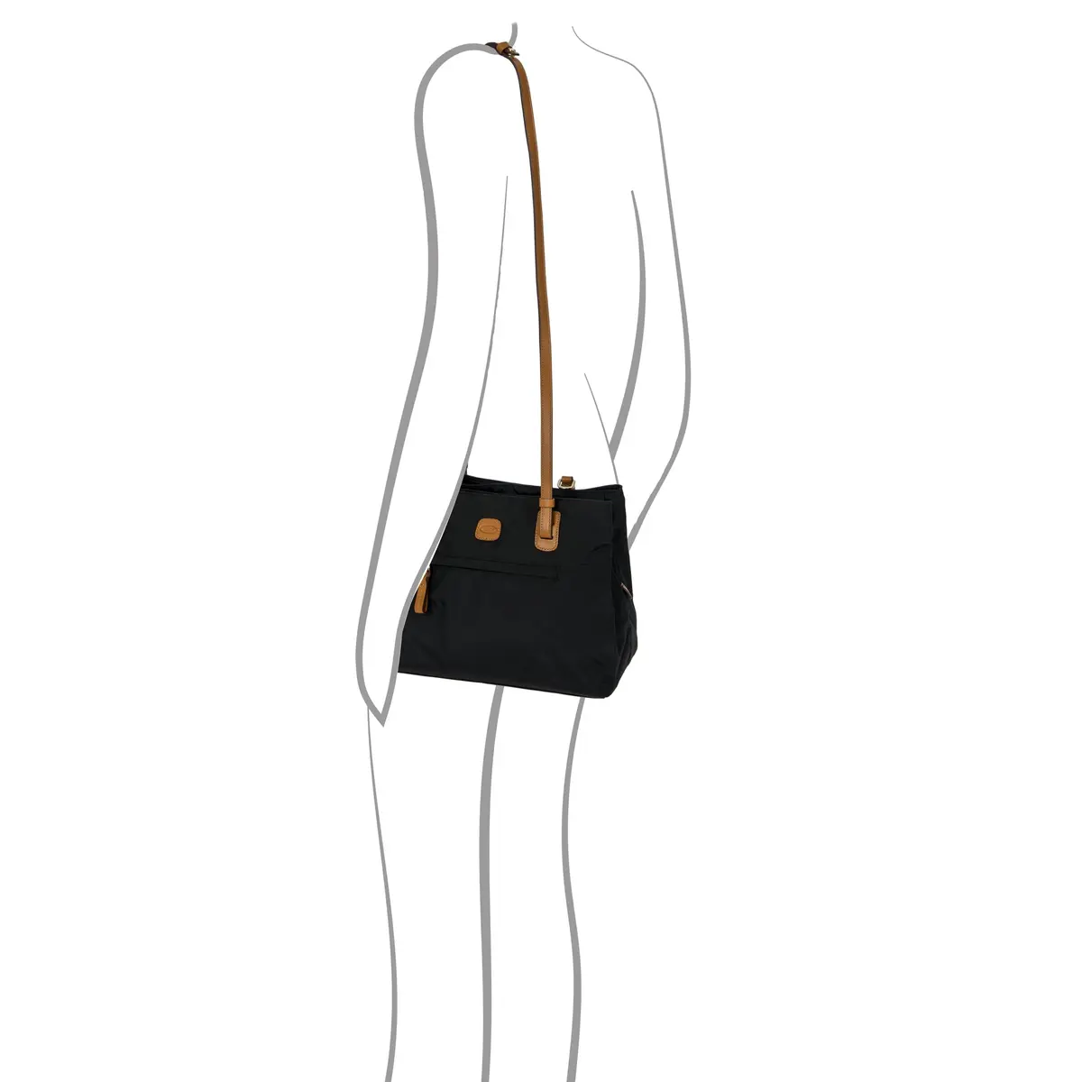 Bric's Tote Bag, Black | Satin Nylon with Leather Detailing (One Size) - view 4