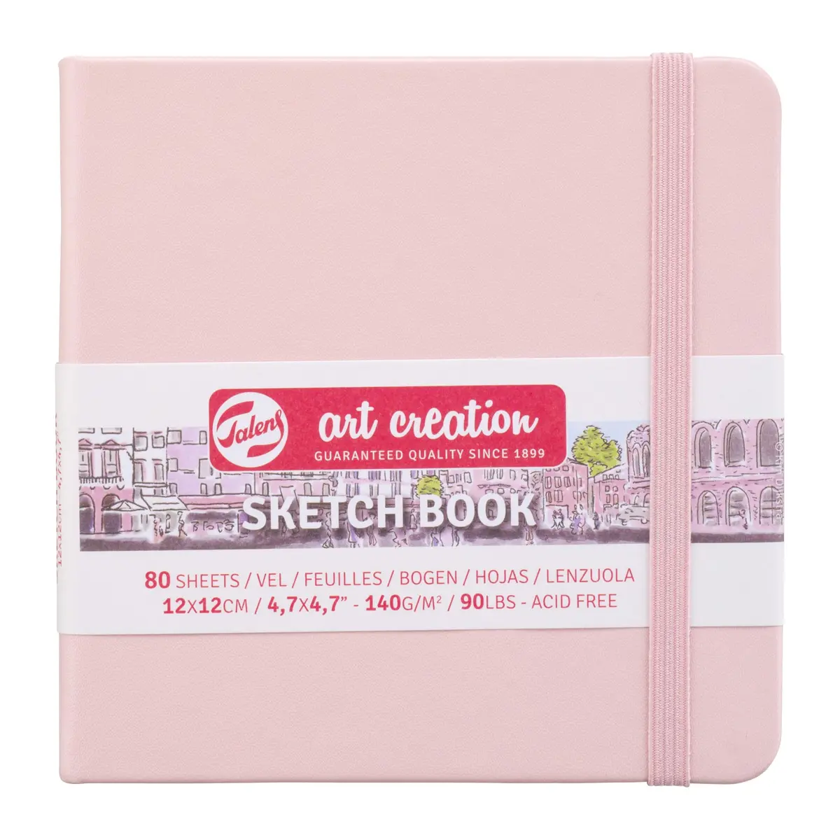 Talens Art Creation Sketchbook, Pastel Pink, 80 Sheets, 12cm x 12cm (4.7 x 4.7 in) - main product image
