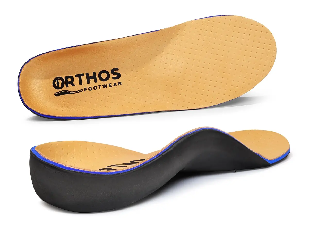 ORTHOS Footwear Orthotic Insoles Tan Leather | Impact Absorption & Adjustable Arch Support (70-120 chars) - main product image