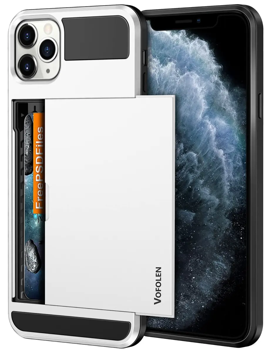 Vofolen for iPhone 11 Case Wallet with Card Holder [Max 3 Cards] White | Slim Impact-Absorbing Hybrid Design - main product image