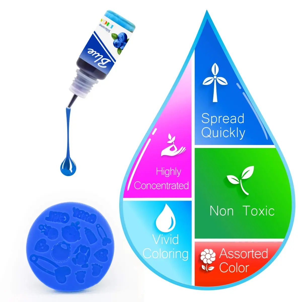 DecorRom Liquid Silicone Pigment Set | 8 Colors x 10ml Each for Mold Making & Casting - view 6