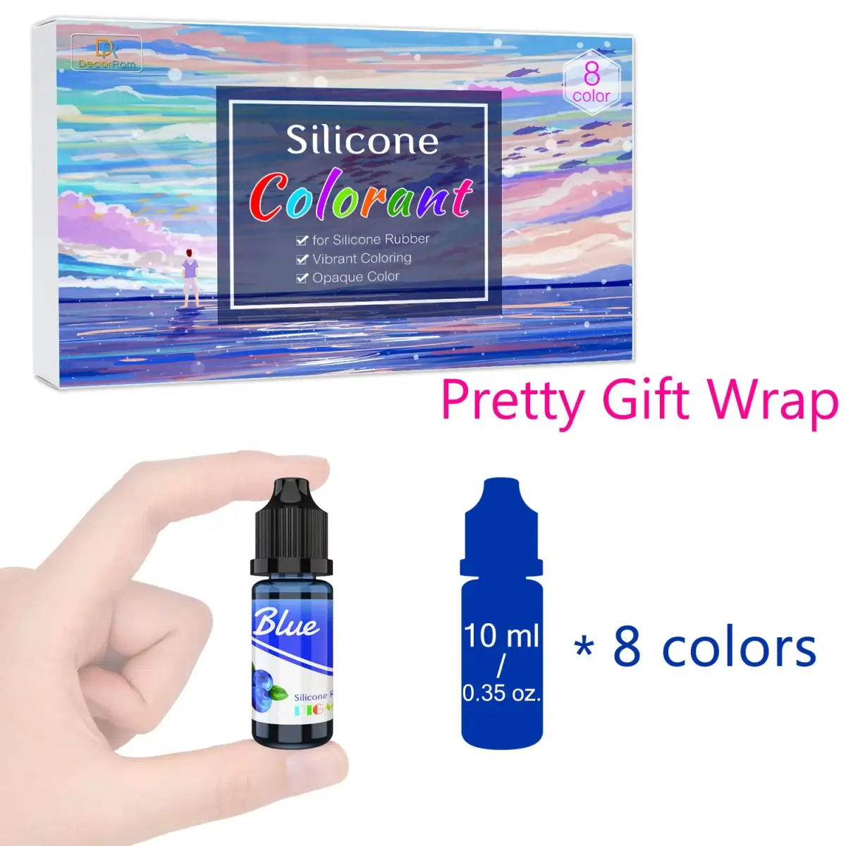 DecorRom Liquid Silicone Pigment Set | 8 Colors x 10ml Each for Mold Making & Casting - view 7