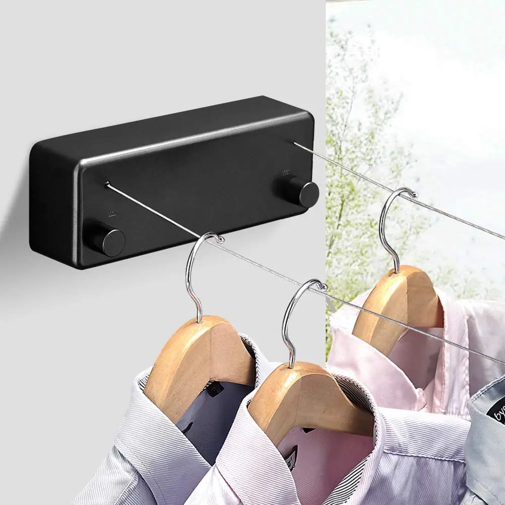 BESy Retractable Double Clothesline Laundry Indoor Washing Clothes Line | 4.2m, 20kg Capacity, Black - view 2