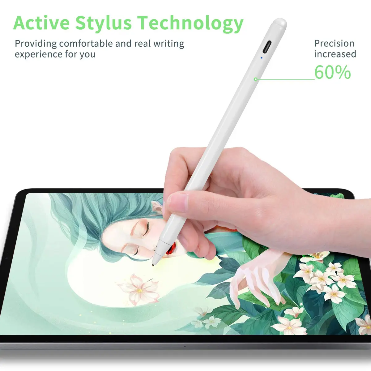 Bbata Stylus Pen for OnePlus Pad | Active Capacitive Digital Pencil, White, Touch Control & Type C Recharge - view 4