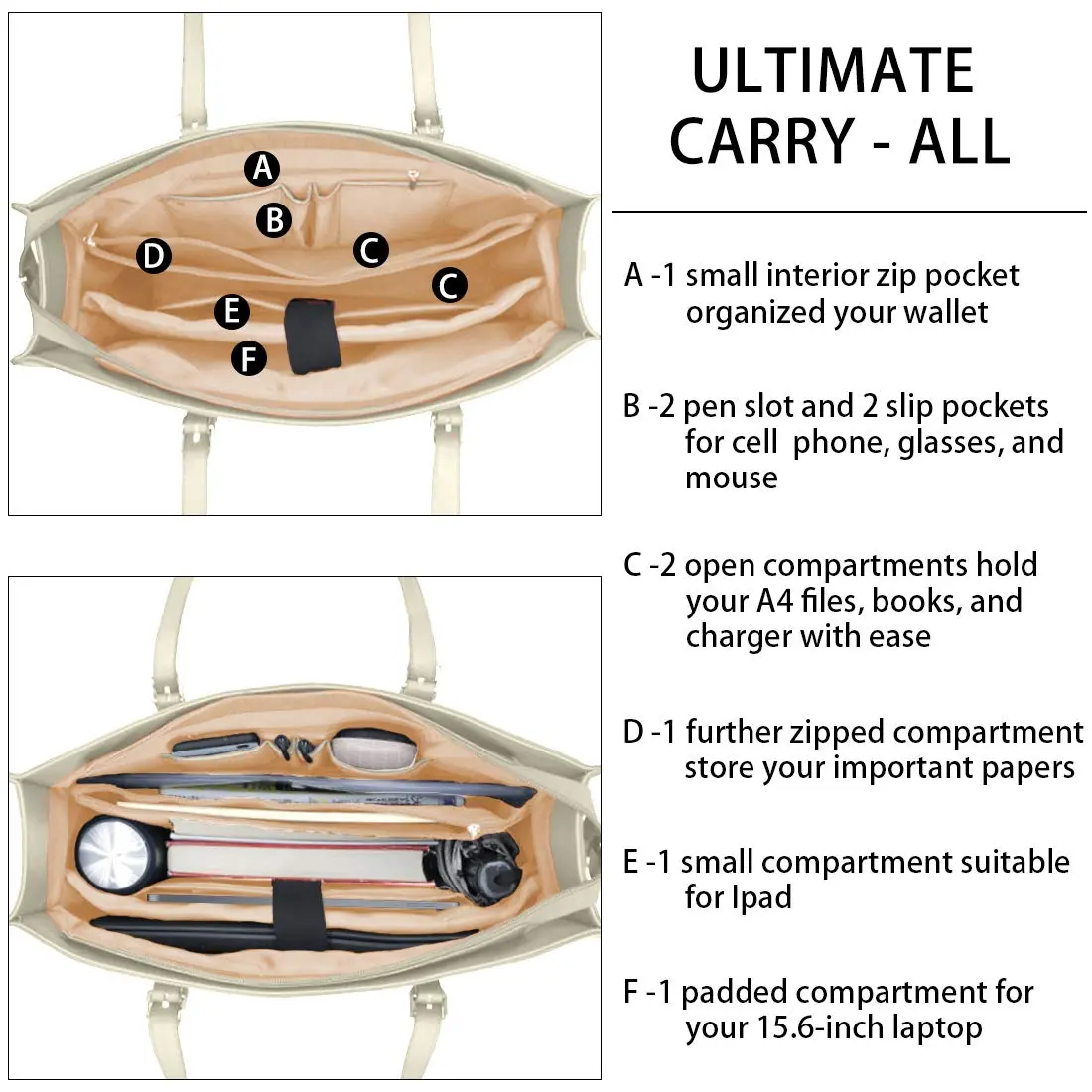NUBILY Laptop Bag for Women Waterproof Lightweight 15.6 Inch | Professional Office Work Bag - view 4
