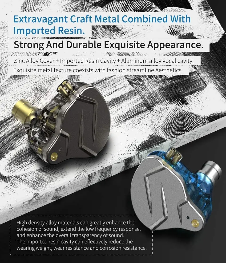 CCA ZSN Pro Dual Drivers 1BA 1DD Wired In-Ear Earphones with Detachable Cable | HiFi Power Bass, 25 ohm - view 5
