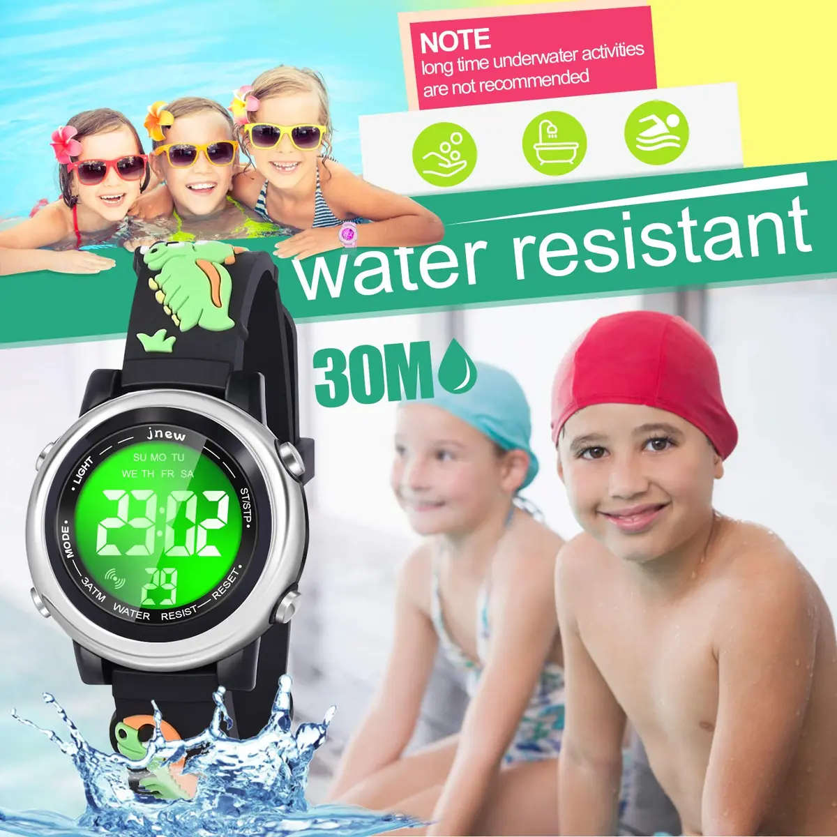 Viposoon Kids Dinosaur Watch Green Silicone Strap | Fun Time-Telling Toy for Boys & Girls Ages 3-11 - view 5