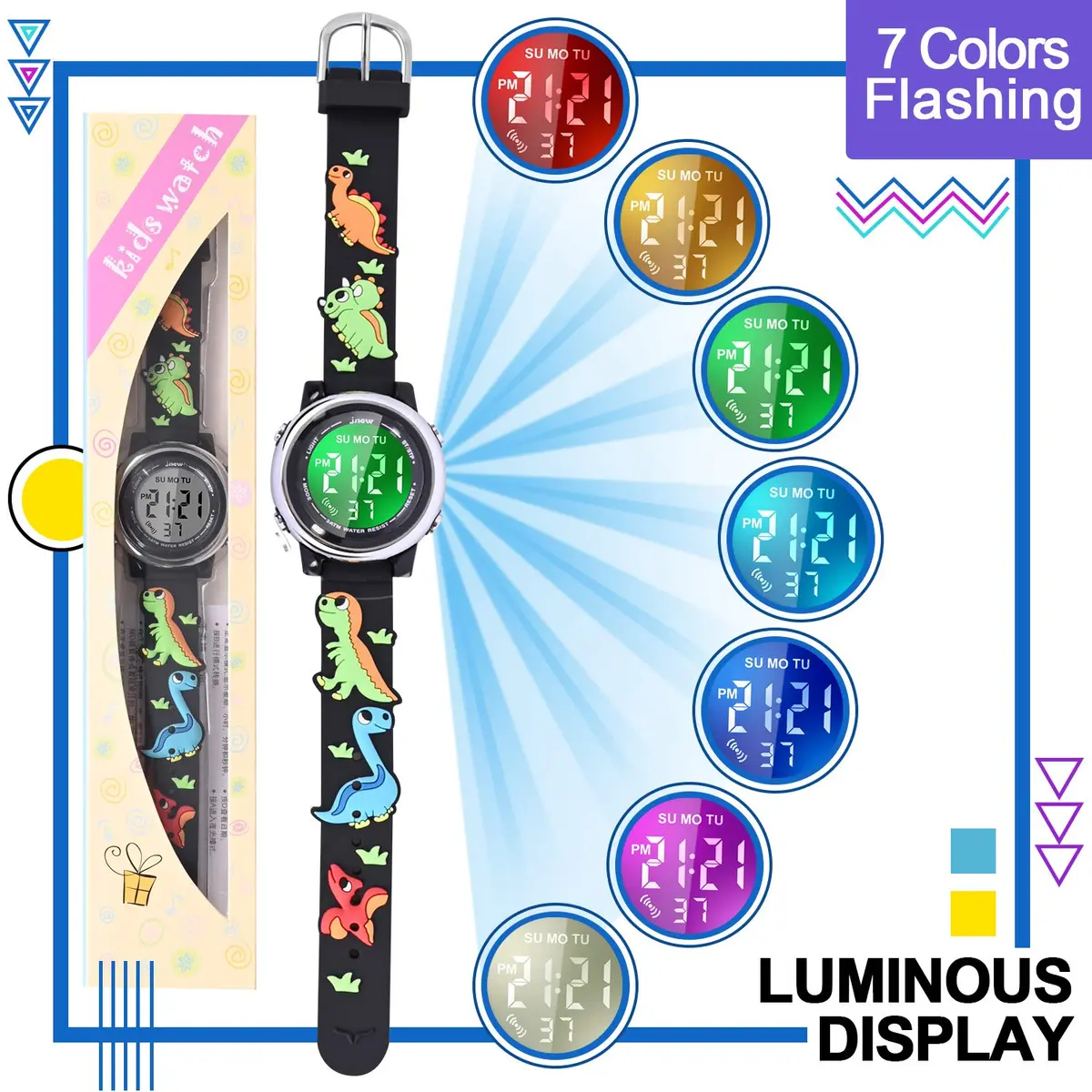 Viposoon Kids Dinosaur Watch Green Silicone Strap | Fun Time-Telling Toy for Boys & Girls Ages 3-11 - view 4