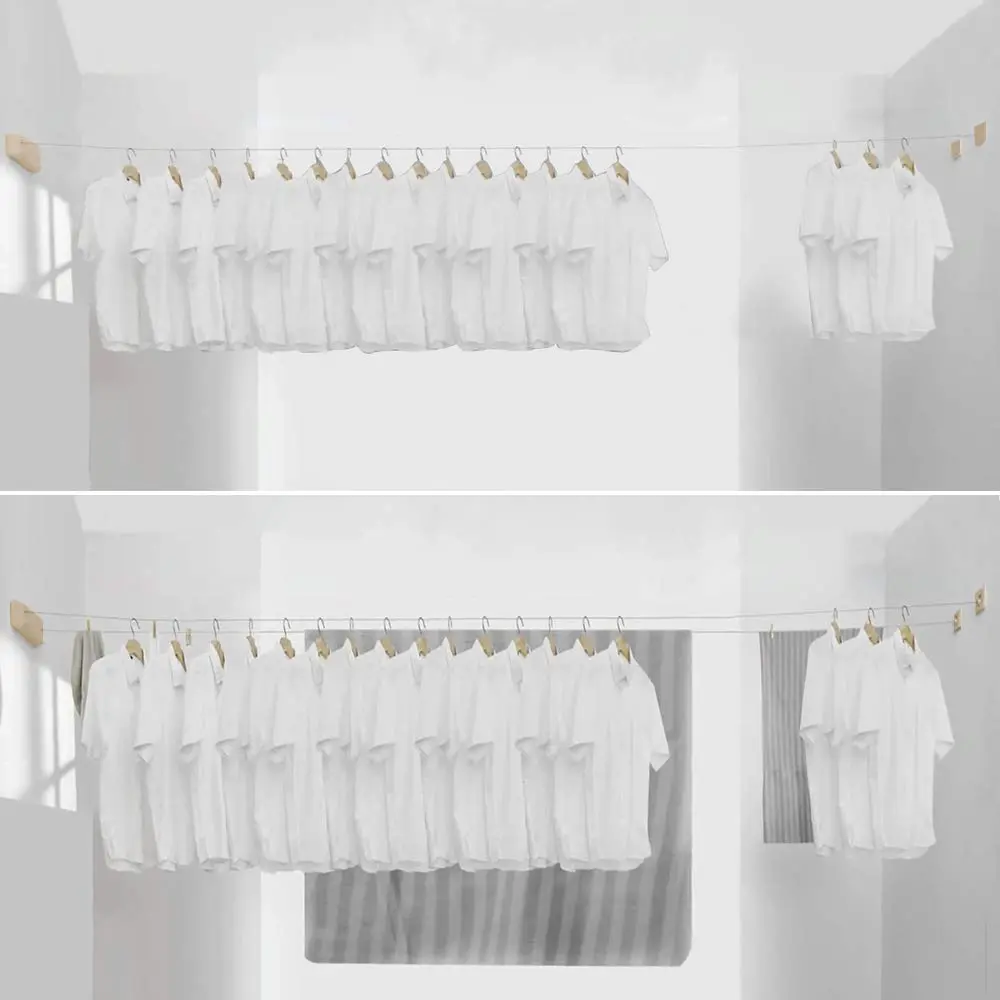 BESy Retractable Double Clothesline Laundry Indoor Washing Clothes Line | Heavy Duty, Gold Finish, 13.8 Feet - view 4
