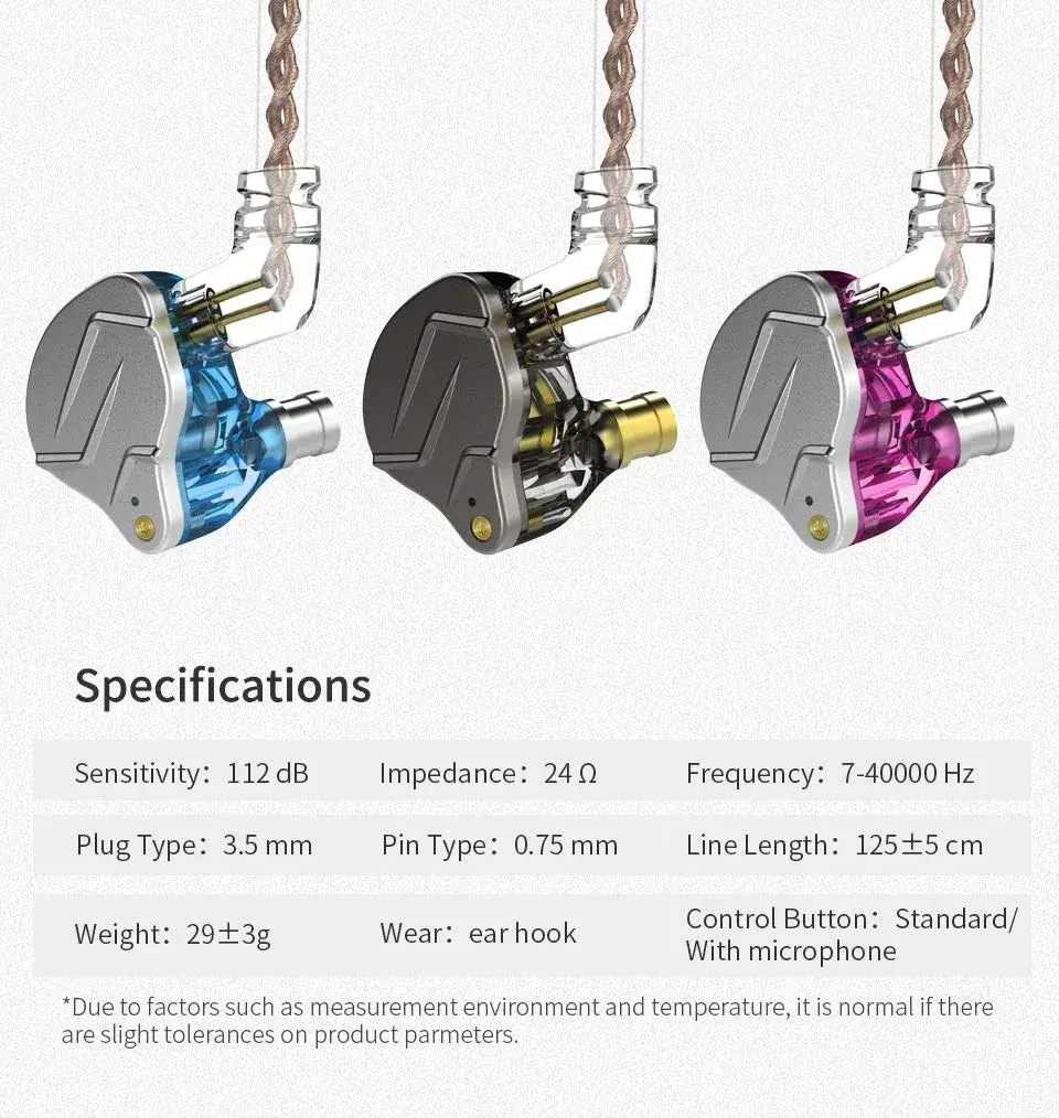 CCA ZSN Pro Dual Drivers 1BA 1DD Wired In-Ear Earphones with Detachable Cable | HiFi Power Bass, 24 Ohm Impedance - view 2