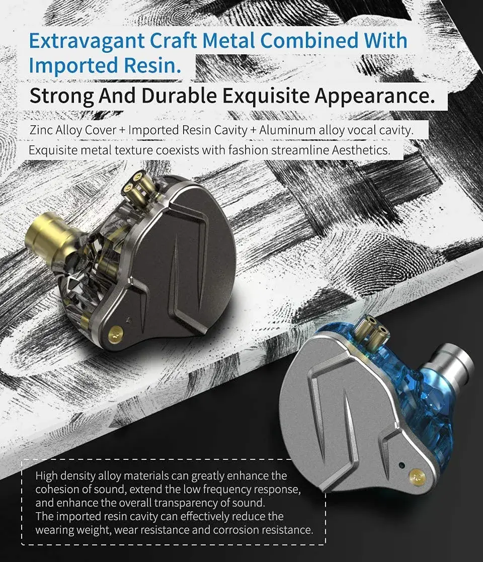 CCA ZSN Pro Hybrid Driver In-Ear Earphones 25 ohm | HiFi Power Bass Wired Headphones - view 5