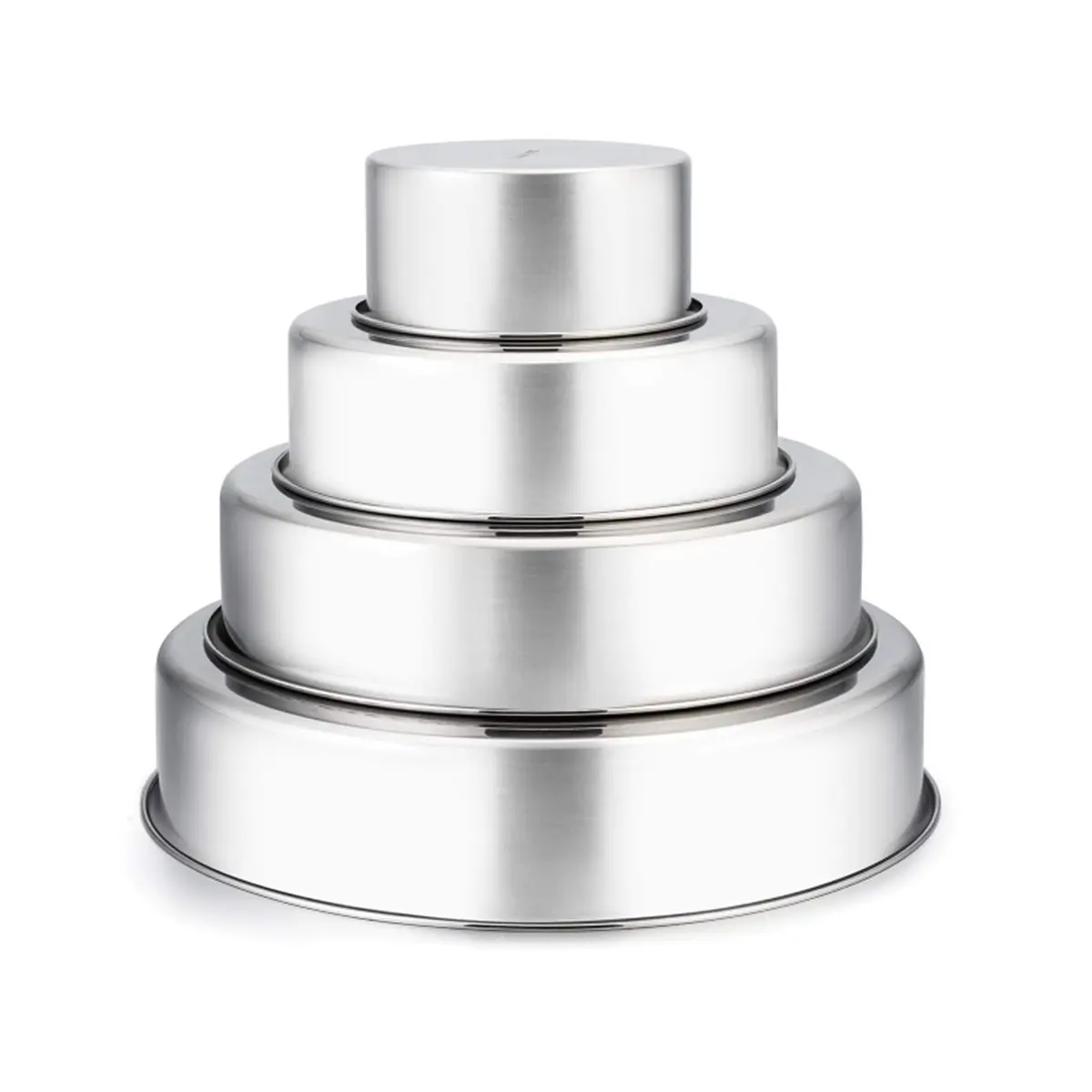 TeamFar Cake Pan Set of 4 - Stainless Steel Round Baking Pans for Layer Cake & Pie, 4'' & 6'' & 8'' & 9½'' | Heavy Duty & Rust Free - main product image