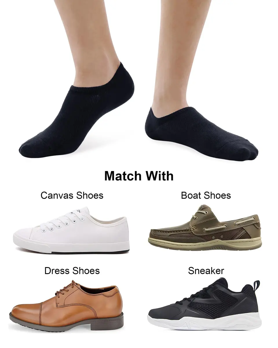 SIXDAYSOX No Show Socks for Men 8 Pack Cotton Thin Low Cut Non Slip | Breathable & Odor-Free (70-120 chars) - view 2