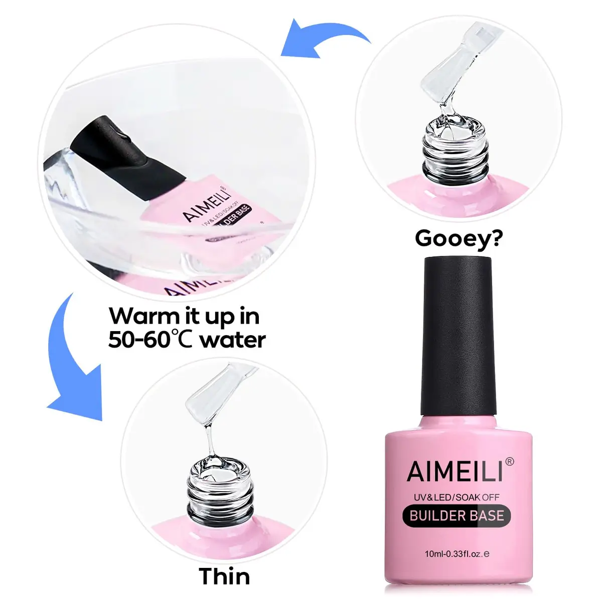 AIMEILI Builder Base Clear Sheer Color Gel, 6x10ml | No Wipe, Vegan, Hema-Free, Soak Off - view 7