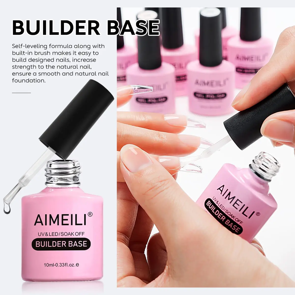 AIMEILI Builder Base Clear Sheer Color Gel, 6x10ml | No Wipe, Vegan, Hema-Free, Soak Off - view 4