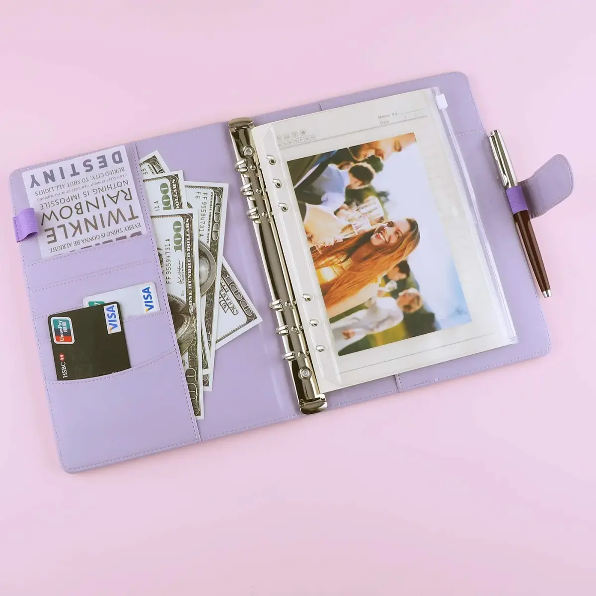 Antner A5 PU Leather Notebook Binder 9.2 x 6.9 inch | Metal 6-Ring Mechanism - view 3