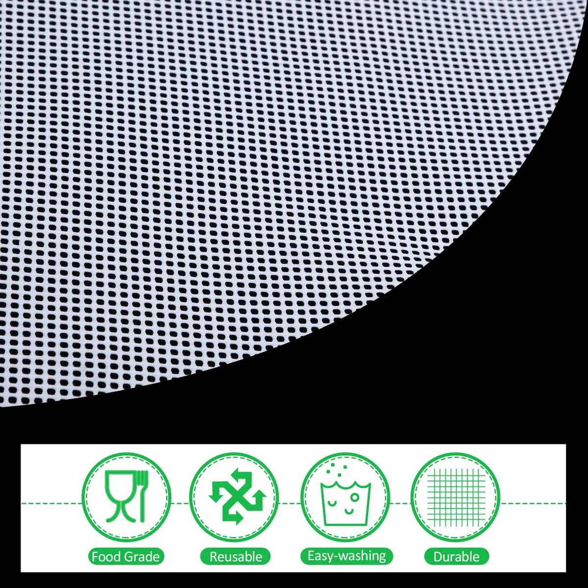 Blulu 4 Pcs 13 Inch Round Silicone Dehydrator Sheets Non Stick Food Dehydrator Mats Reusable Silicone Steamer Mesh Baking Mat for Fruit Dryer - view 3