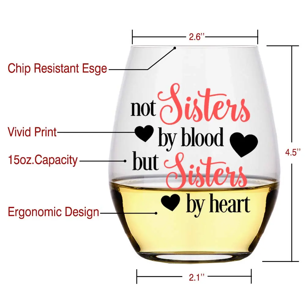 Perfectinsoy Sister Stemless Wine Glass - Heartfelt Gift for Women, 15 Oz | Funny Birthday Idea - view 2