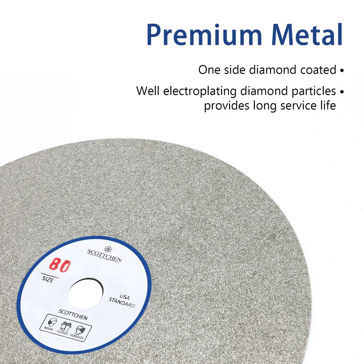 SCOTTCHEN Diamond Flat Lap Wheel 6" (15.24cm) x 1/2" (12.7mm) Arbor 80 Grit Grinding Disc | For Hard Materials & Lapidary - view 3