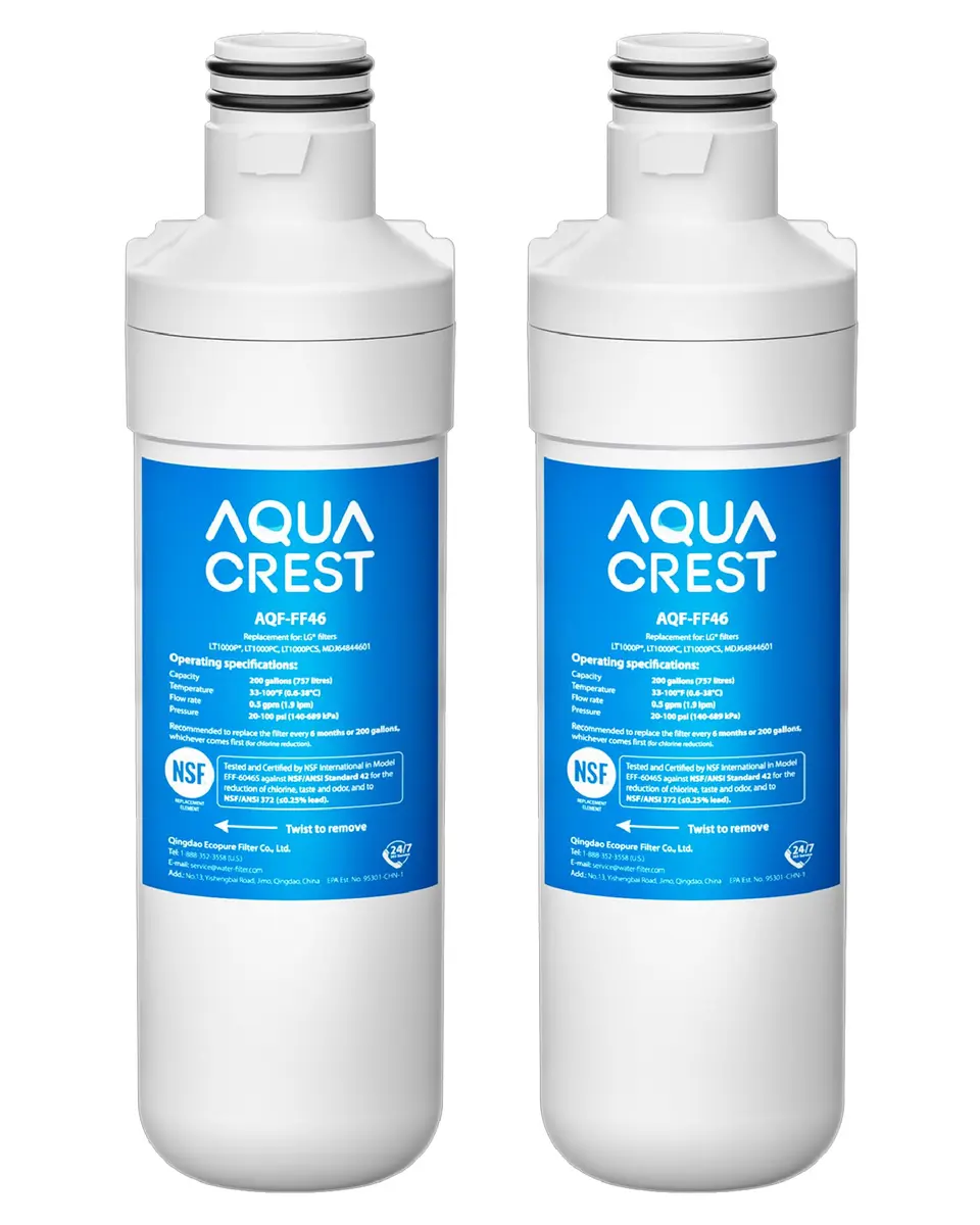AQUA CREST LT1000PC Refrigerator Water Filter 2 Pack | NSF 42 Certified for Chlorine Taste & Odor Reduction - main product image