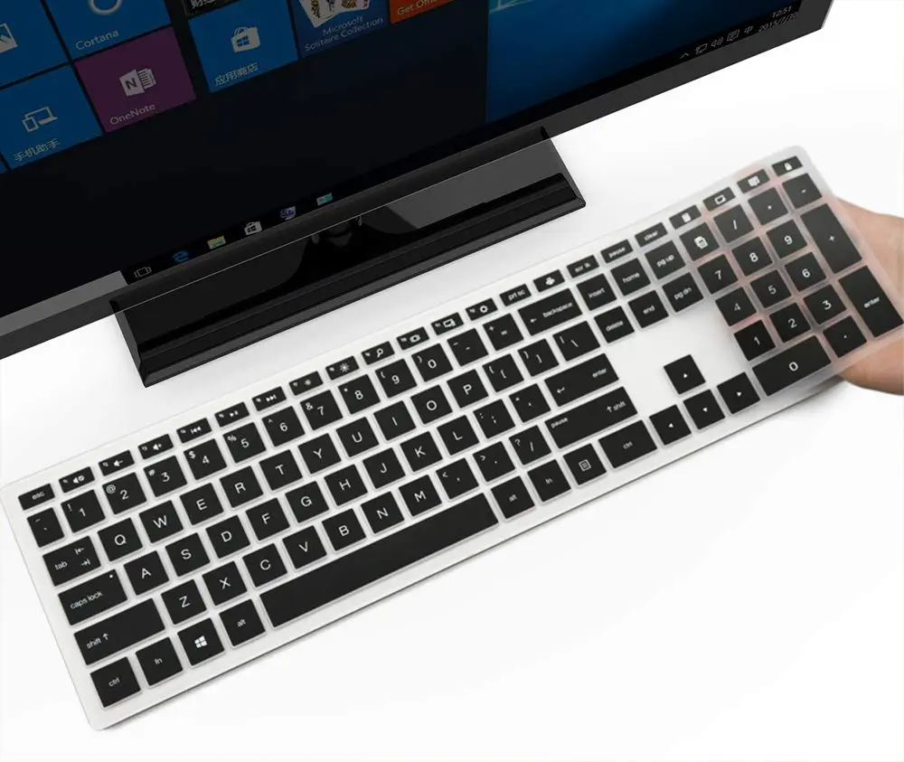 imComor Black Silicone Keyboard Cover for HP Pavilion 27/24 All-in-One PC & Wireless Keyboard Combo 800 (US Layout) - main product image
