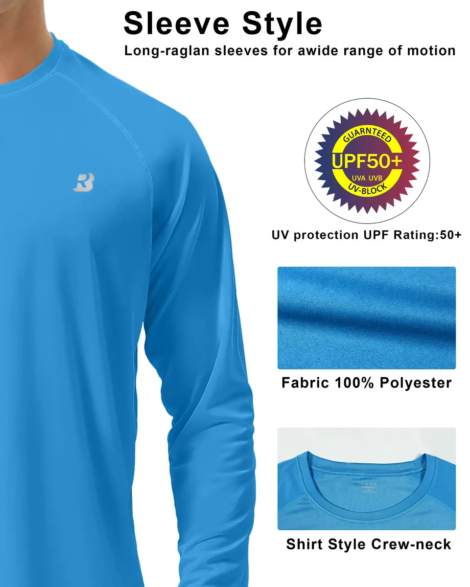 Roadbox Men's UPF 50+ UV Sun Protection Shirts, Long Sleeve Swim Rash Guard | Breathable Lightweight Cooling - view 4