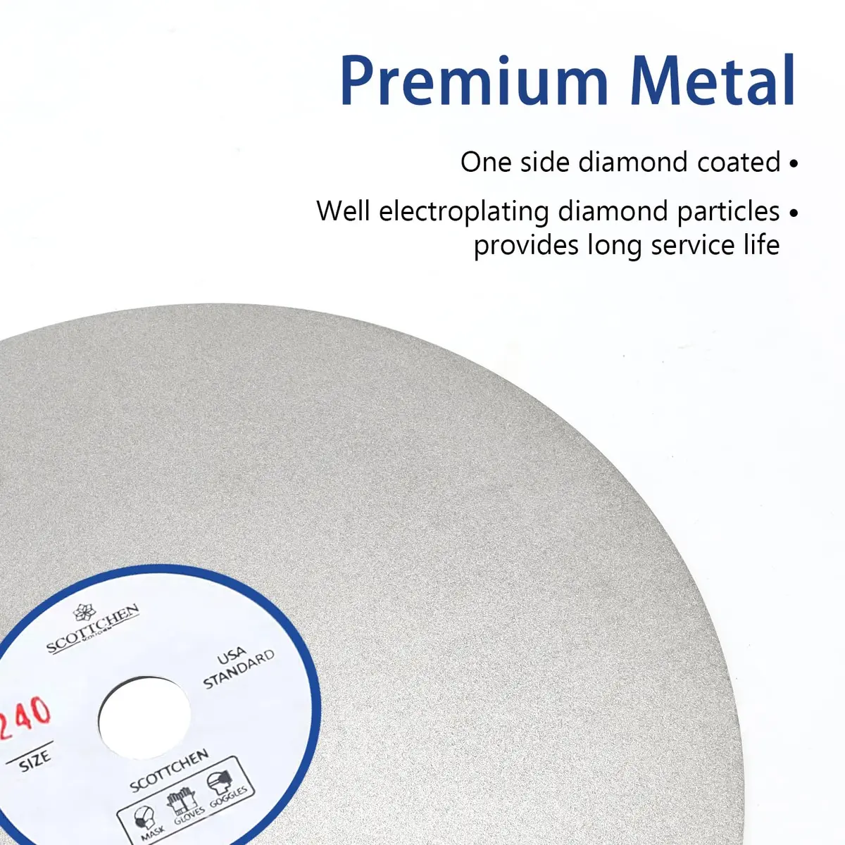 SCOTTCHEN Diamond Flat Lap Wheel 6" (15.24cm) x 1/2" (1.27cm) Arbor Grinding Disc 240 Grit | For Hard Materials & Jewellery Lapidary - view 3