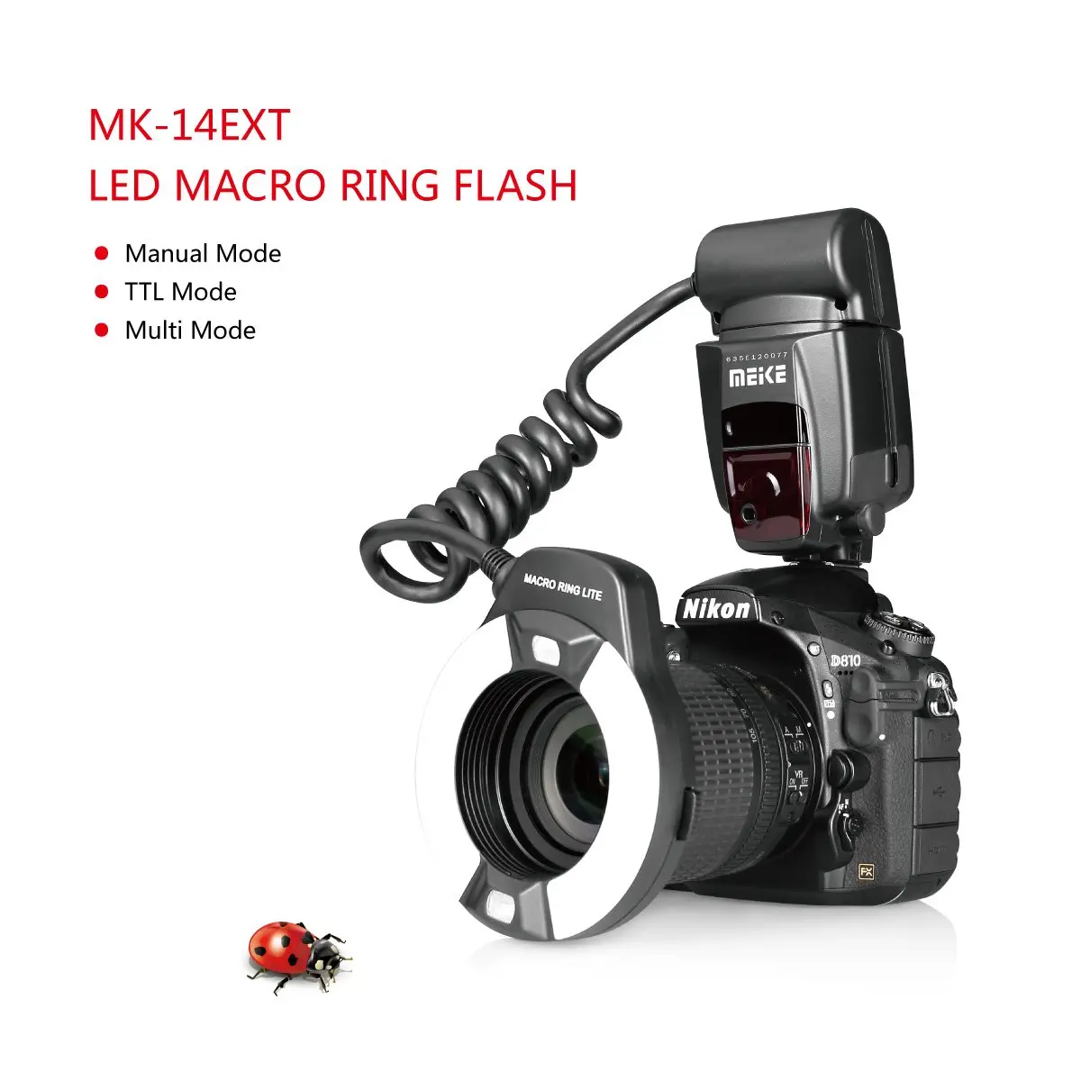 Meike MK-14EXT-N I-TTL Macro Ring Flash for Nikon DSLR Cameras | 14 Guide No. | Natural Light Approach - view 3