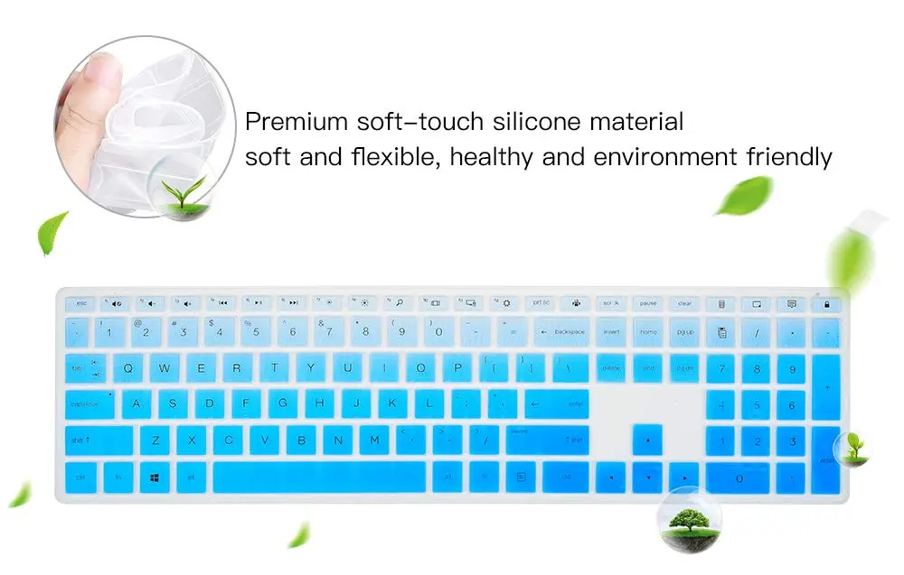 imComor Ombre Blue Silicone Keyboard Cover for HP Pavilion 27/24-inch Laptops | Fits US Layout - view 6