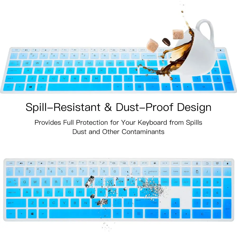 imComor Ombre Blue Silicone Keyboard Cover for HP Pavilion 27/24-inch Laptops | Fits US Layout - view 7