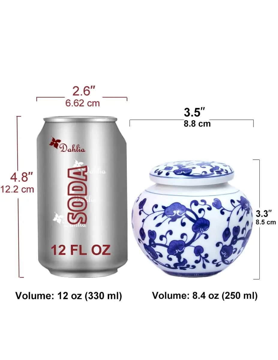 Dahlia Blue and White Porcelain Tea Canister 250 ML | Airtight Jingdezhen Tea Caddy for Loose Tea - view 3