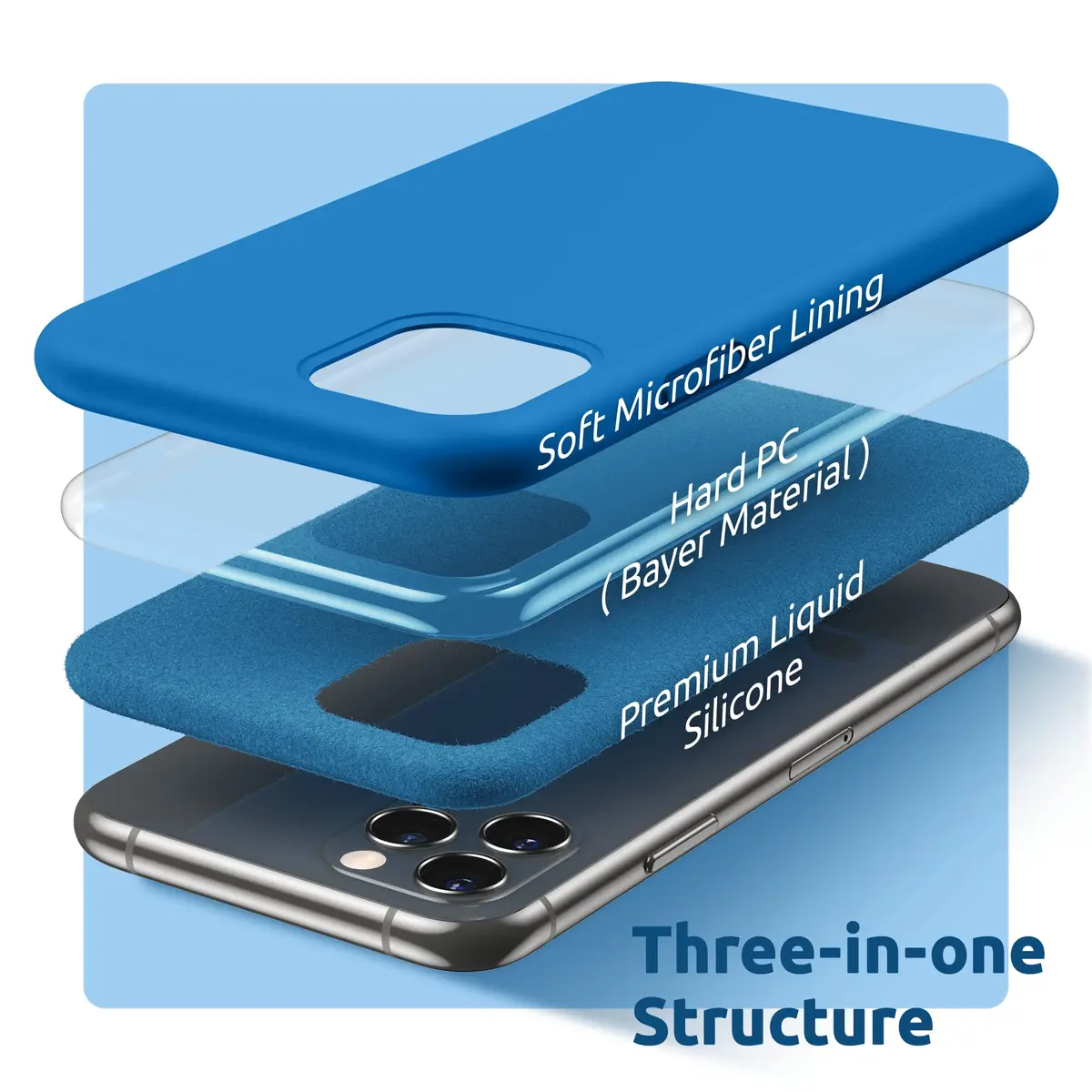 SURPHY Compatible with iPhone 11 Pro Case 5.8 inches | Thickened Liquid Silicone with Microfiber Lining - view 4