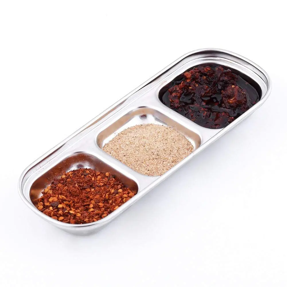 Liineparalle Stainless Steel Sier Sauce Dish 3 Grids | Durable, Safe & Space-Saving (70-120 chars) - view 5