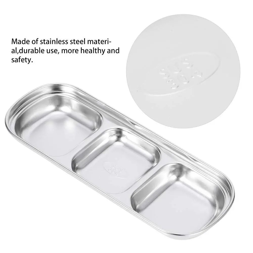 Liineparalle Stainless Steel Sier Sauce Dish 3 Grids | Durable, Safe & Space-Saving (70-120 chars) - view 6