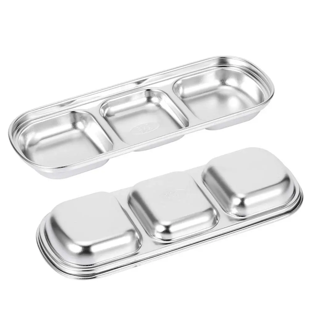 Liineparalle Stainless Steel Sier Sauce Dish 3 Grids | Durable, Safe & Space-Saving (70-120 chars) - view 7
