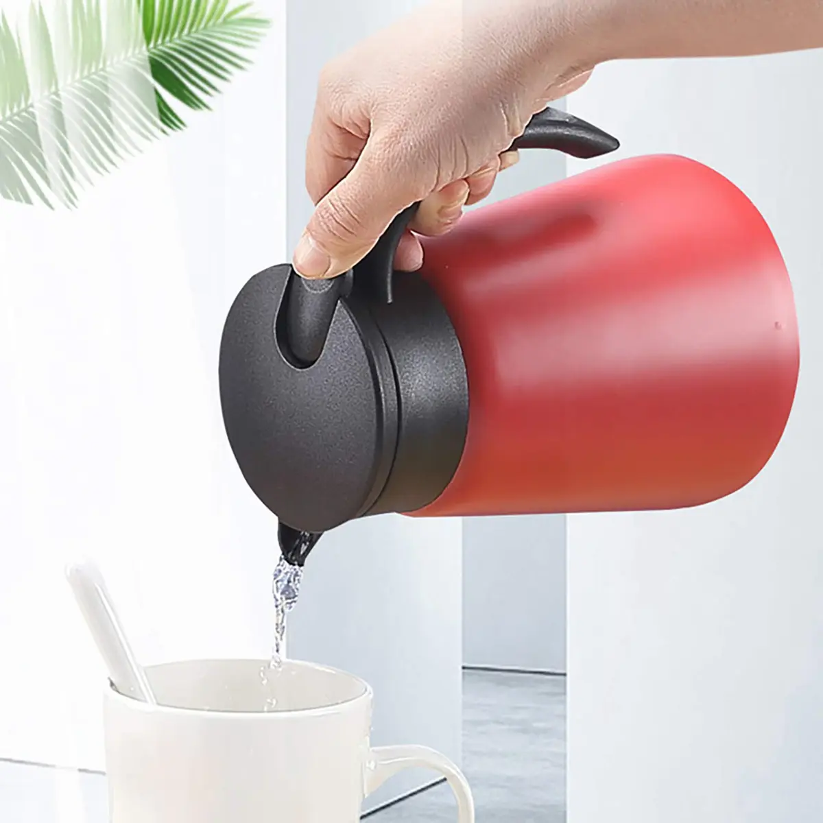 JOYSIP Red 800ml (27oz) Thermal Coffee Carafe with Handle | Double Walled Vacuum Insulated Pot - view 5