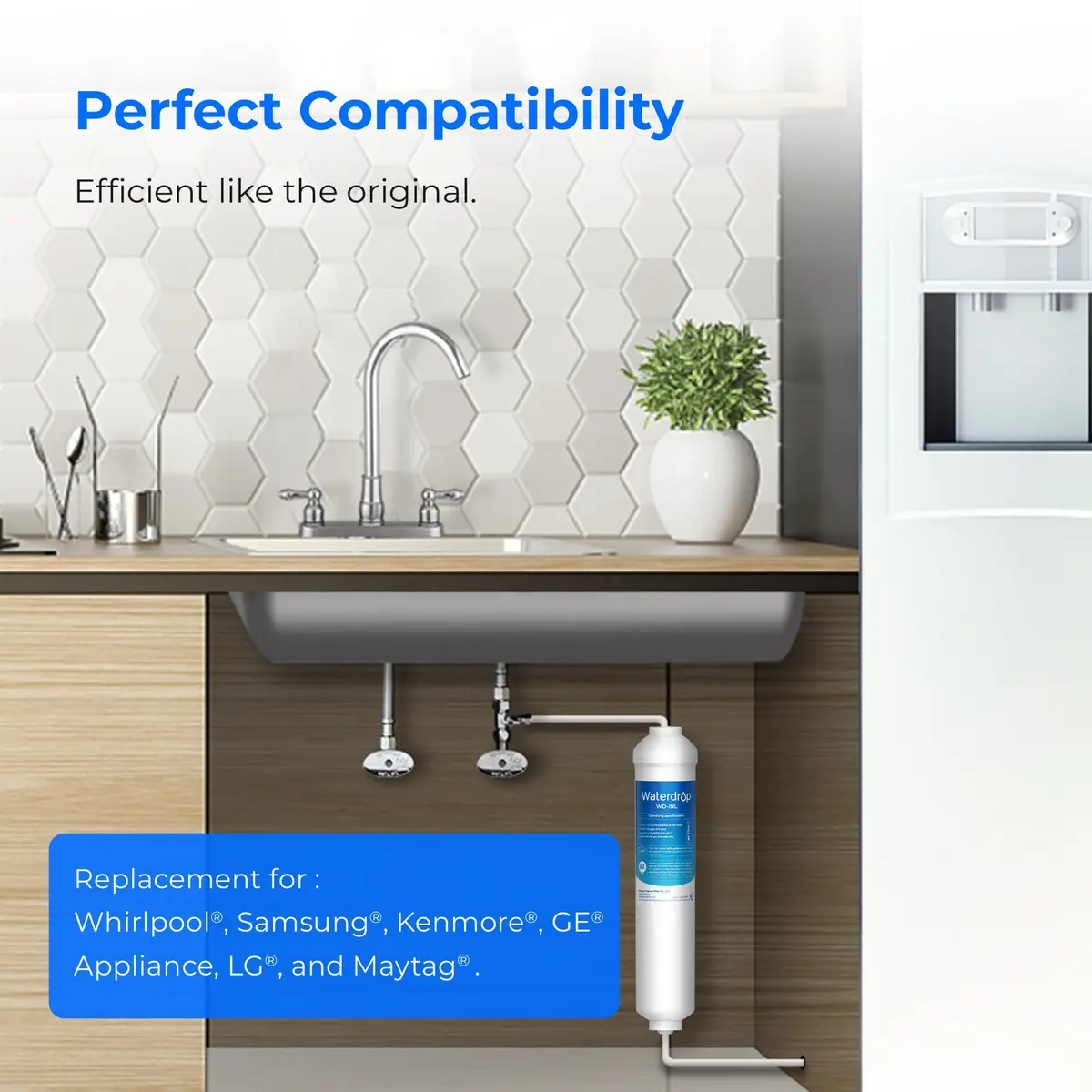 Waterdrop INL Inline Water Filter for Refrigerator and Ice Maker | NSF Certified 1 Year Capacity - view 8