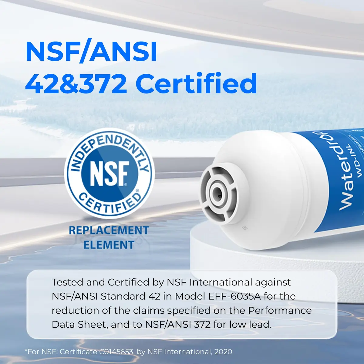 Waterdrop INL Inline Water Filter for Refrigerator and Ice Maker | NSF Certified 1 Year Capacity - view 2