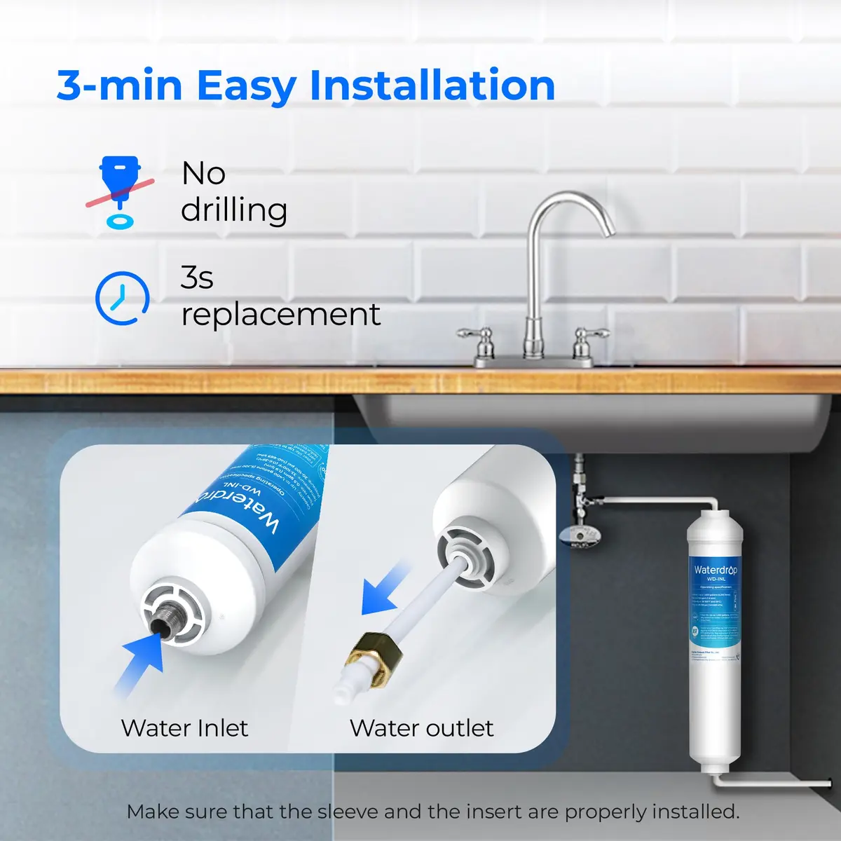 Waterdrop INL Inline Water Filter for Refrigerator and Ice Maker | NSF Certified 1 Year Capacity - view 4