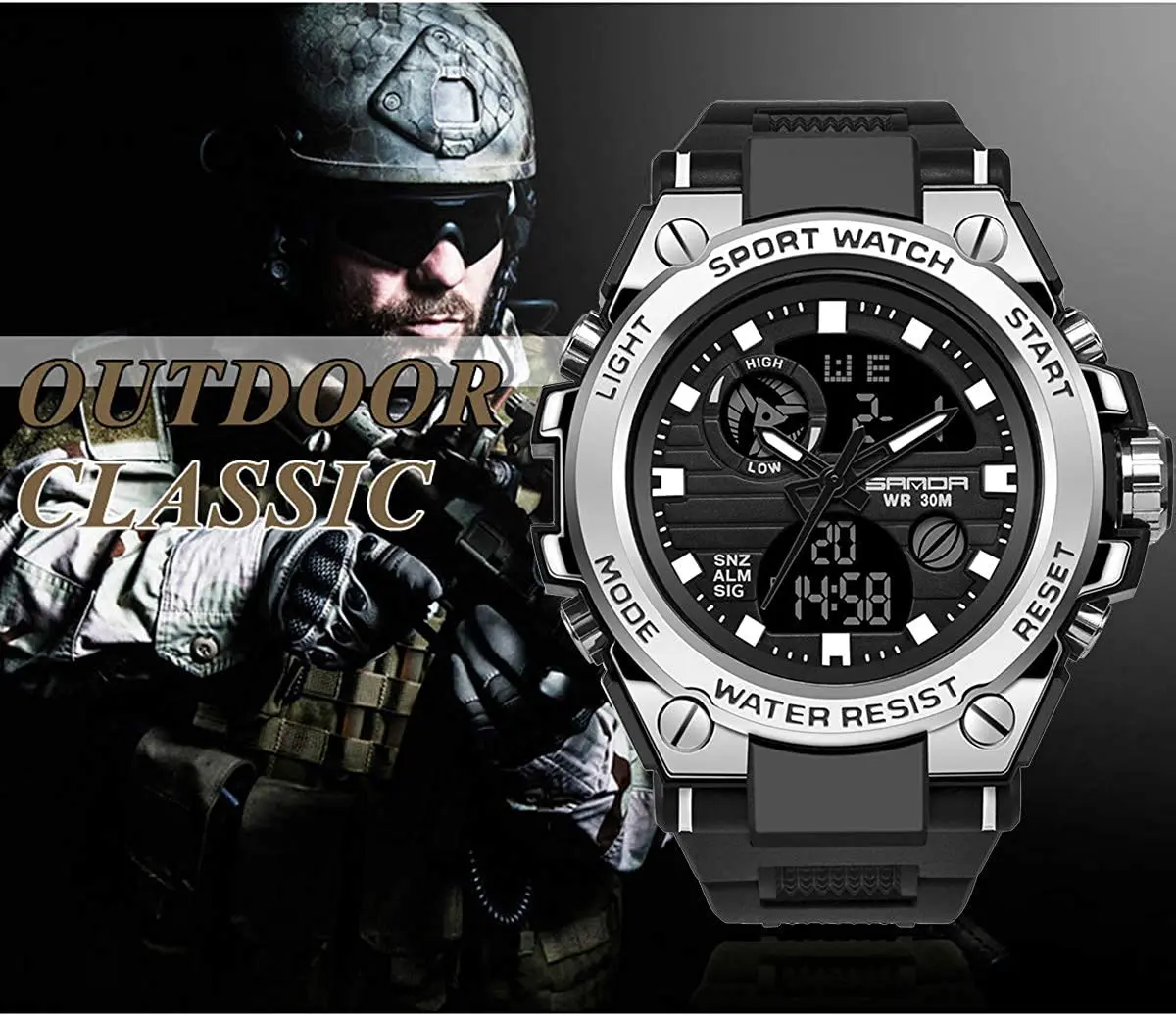 AIMES Men's Sports Military Waterproof Digital Watch 53mm | Multifunction Outdoor Timepiece - view 5