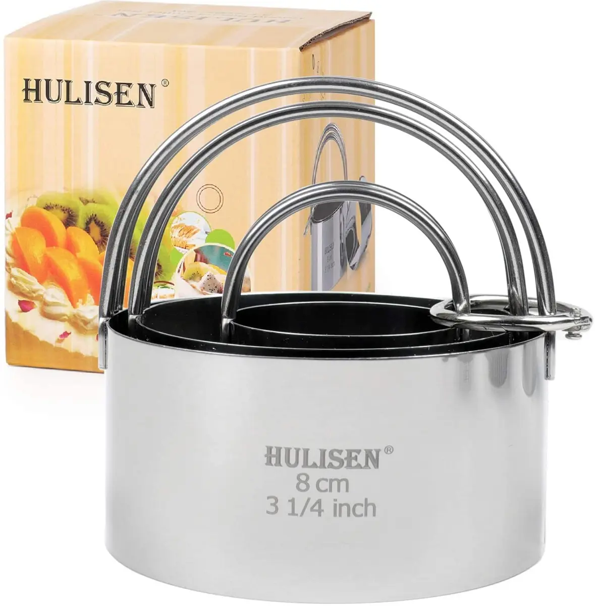HULISEN Biscuit Cutter Set 3-Pc | Stainless Steel Cookie Cutters with Handle - main product image