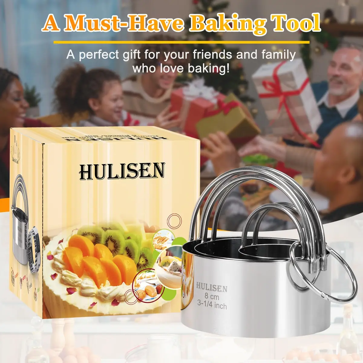 HULISEN Biscuit Cutter Set 3-Pc | Stainless Steel Cookie Cutters with Handle - view 8