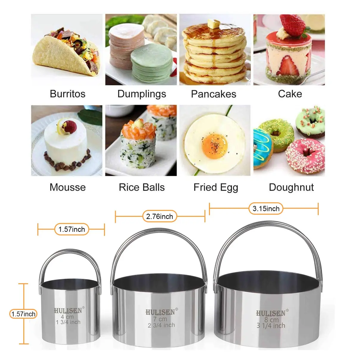 HULISEN Biscuit Cutter Set 3-Pc | Stainless Steel Cookie Cutters with Handle - view 3