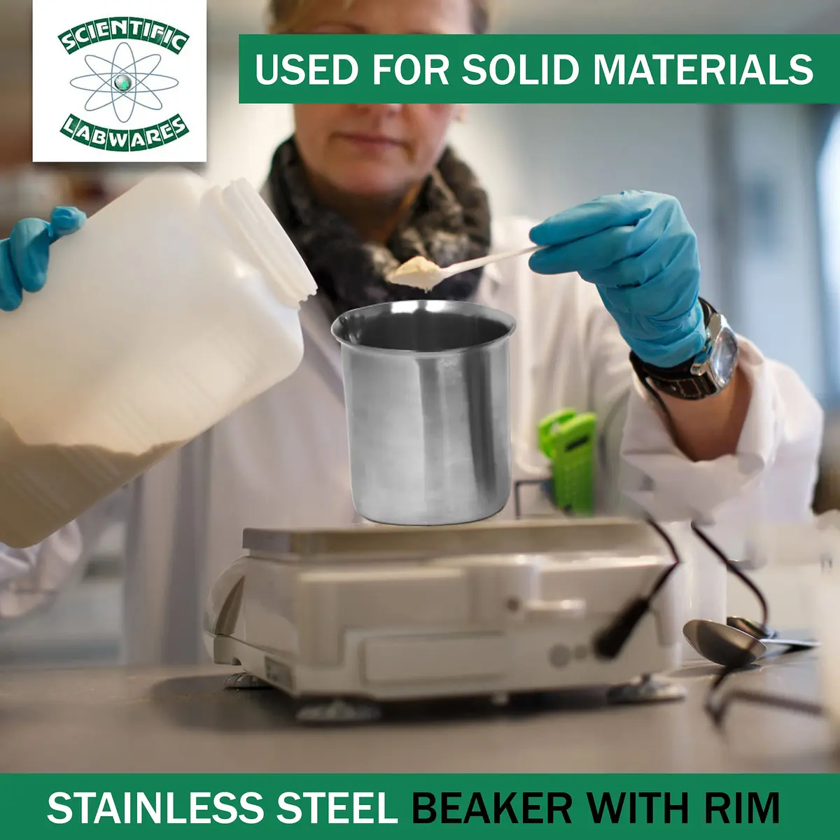 Edu-labs Stainless Steel Lab Beaker with Rim, Low Form, 250ml (8.45 Fl Oz) | Robust & Durable for Lab Applications - view 5