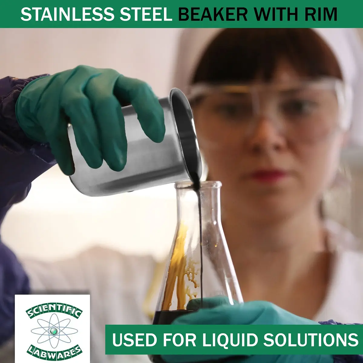 Edu-labs Stainless Steel Lab Beaker with Rim, Low Form, 100mL (3.38 Fl Oz) | Rust-Proof, Heat-Resistant, ISO 9001 Certified - view 4