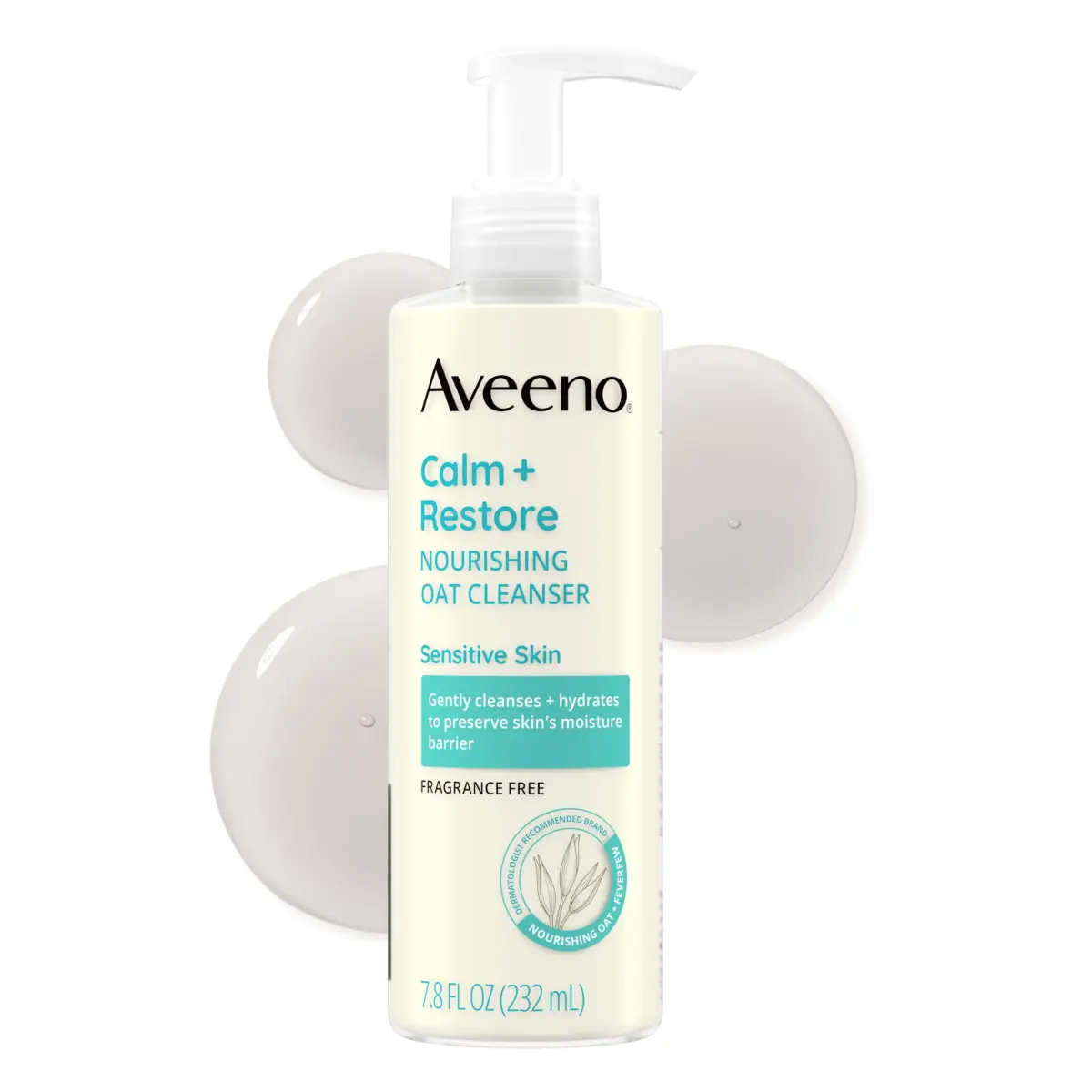 Aveeno Calm + Restore Nourishing Oat Face Cleanser 232ml (7.8 Fl Oz) | Gentle Hydrating Cleanser for Sensitive Skin - main product image
