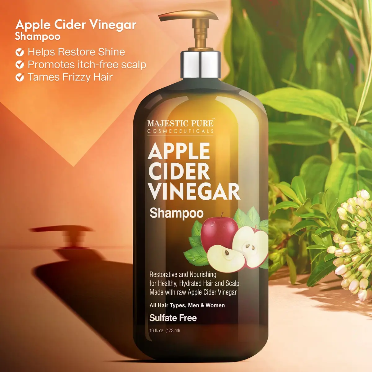 Majestic Pure Apple Cider Vinegar Shampoo, Sulfate Free 473ml (16 Fl Oz) | For Dandruff & Frizz Control - view 8