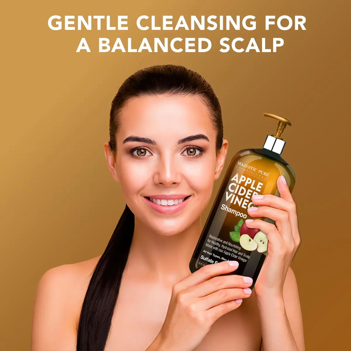 Majestic Pure Apple Cider Vinegar Shampoo, Sulfate Free 473ml (16 Fl Oz) | For Dandruff & Frizz Control - view 3