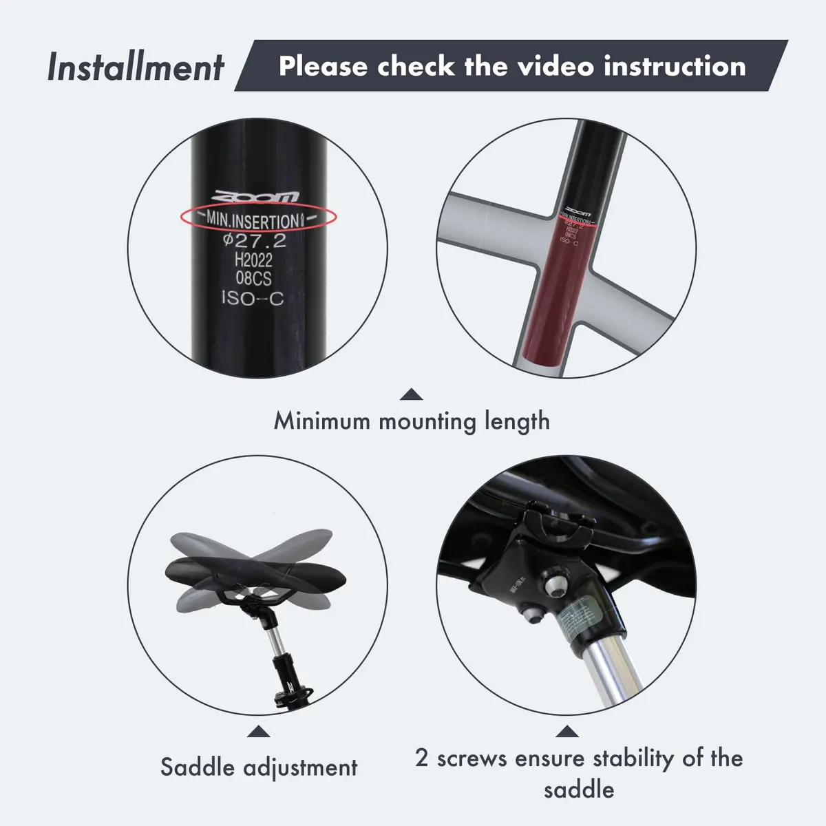 DJC Black Suspension Seatpost 28.6mm (1.12 in) with 42mm Travel | ISO 4210 Certified Aluminum - view 5