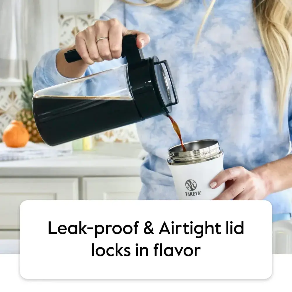 Takeya Deluxe Cold Brew Coffee Maker - 2 Quart Stone | Smooth, Less Acidic Coffee at Home - view 3